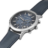 Emporio Armani Classic Chronograph Blue Dial Blue Leather Strap Watch For Men - AR2473 Authentic Buy Shop Now