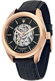 Maserati Traguardo Automatic Black Skeleton Dial Black Leather Strap Watch For Men - R8821112001 Authentic Buy Shop Now