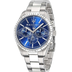 Maserati Competizione Chronograph Blue Dial Silver Steel Strap Watch For Men - R8853100013 Authentic Buy Shop Now
