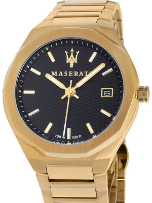 Maserati Stile Black Dial Gold Steel Strap Watch For Men - R8853142004 Authentic Buy Shop Now