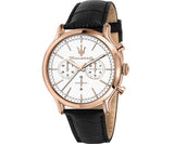 Maserati Epoca Chronograph White Dial Black Leather Strap Watch For Men - R8871618016 Authentic Buy Shop Now