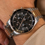 Maserati SFIDA Chronograph Black Dial Two Tone Steel Strap Watch For Men - R8873640002 Authentic Buy Shop Now