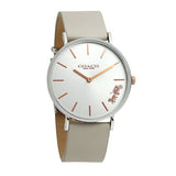Coach Perry Silver DIal White Leather Strap Watch for Women - 14503116 Authentic Buy Shop Now