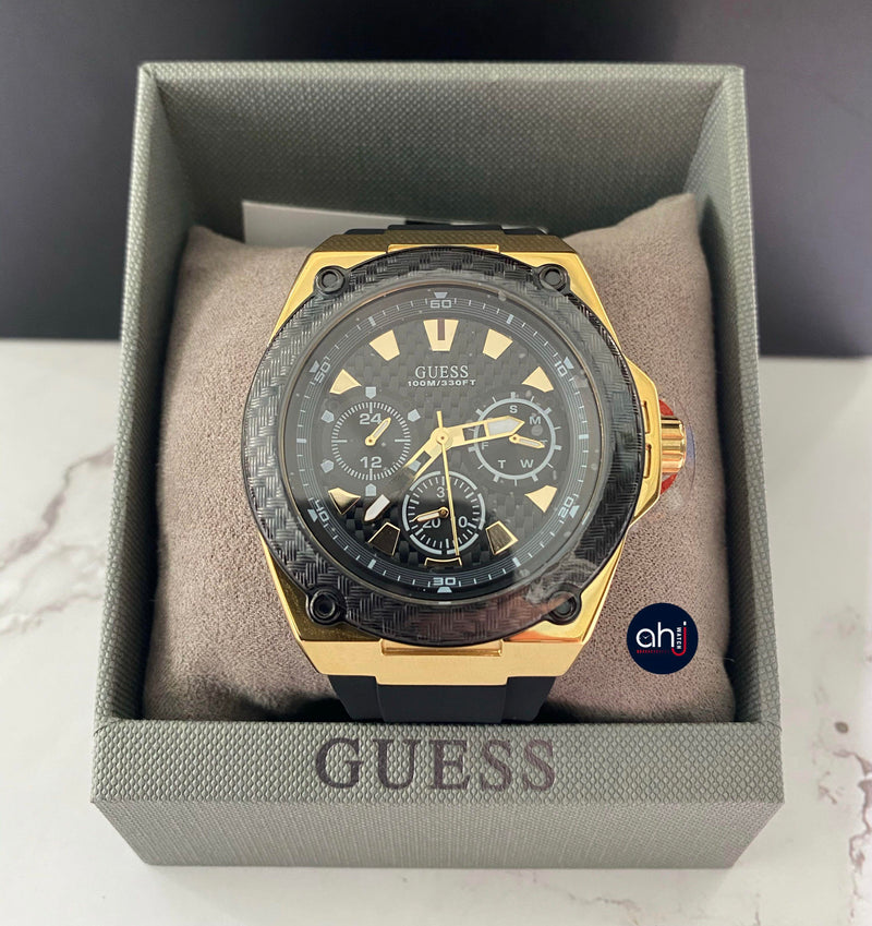 Guess Legacy Black Dial Black Rubber Strap Watch for Men - W1049G5 Authentic Buy Shop Now