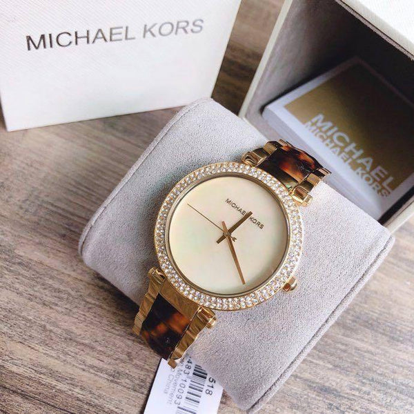 Michael Kors Parker Mother Of Pearl White Dial Two Tone Steel Strap Watch For Women - MK6518 Authentic Buy Shop Now