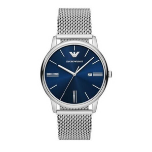 Emporio Armani Minimalist Quartz Blue Dial Silver Steel Strap Watch For Men - AR11571 Authentic Buy Shop Now