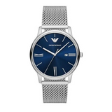Emporio Armani Minimalist Quartz Blue Dial Silver Steel Strap Watch For Men - AR11571 Authentic Buy Shop Now