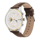 Tommy Hilfiger Weston Chronograph Silver Dial Brown Leather Strap Watch For Men - 1710501 Authentic Buy Shop Now