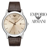 Emporio Armani Luigi Analog Bronze Dial Brown Leather Strap Watch For Men - AR11096 Authentic Buy Shop Now