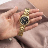 Guess Luna Diamonds Black Dial Gold Steel Strap Watch for Women - GW0307L2 Authentic Buy Shop Now