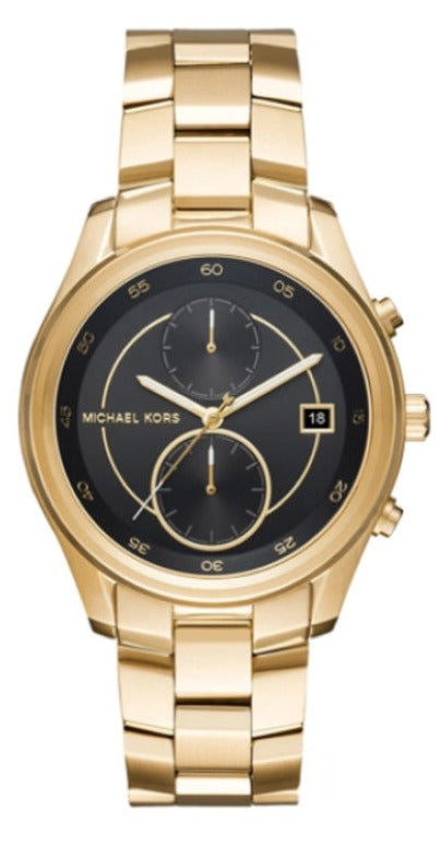 Michael Kors Blair Quartz Black Dial Gold Steel Strap Watch For Women - MK6497 Authentic Buy Shop Now