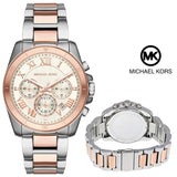 Michael Kors Brecken Chronograph White Dial Two Tone Steel Strap Watch For Women - MK6368 Authentic Buy Shop Now
