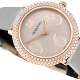 Swarovski Crystal Frost Grey Dial Grey Leather Strap Watch for Women - 5484067 Authentic Buy Shop Now