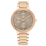 Tommy Hilfiger Joy Chronograph Gold Dial Gold Steel Strap Watch For Women - 1782533 Authentic Buy Shop Now