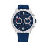 Tommy Hilfiger Blaze Chronograph Blue Dial Blue Rubber Strap Watch For Men - 1792027 Authentic Buy Shop Now