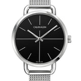 Calvin Klein Even Black Dial Silver Mesh Bracelet Watch for Women - K7B23121 Authentic Buy Shop Now