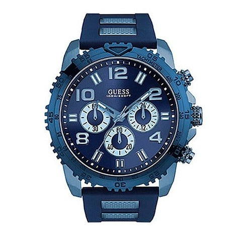 Guess Velocity Chronograph Blue Dial Blue Rubber Steel Strap Watch for Men - W0599G4 Authentic Buy Shop Now