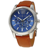 Michael Kors Lexington Chronograph Blue Dial Brown Leather Strap Watch For Men - MK8537 Authentic Buy Shop Now