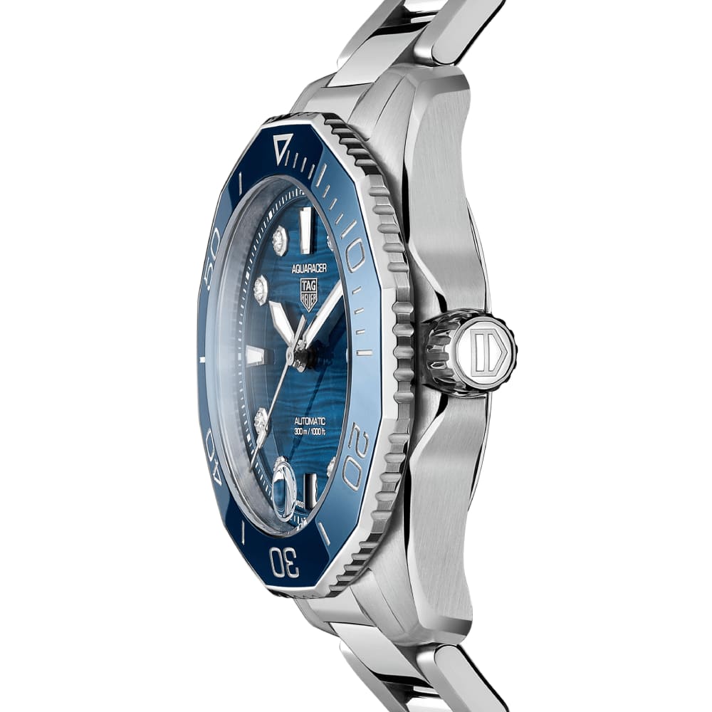 Tag Heuer Aquaracer Professional 300 Automatic Diamonds Blue Dial Silver Steel Strap Watch for Women - WBP231B.BA0618 Authentic Buy Shop Now
