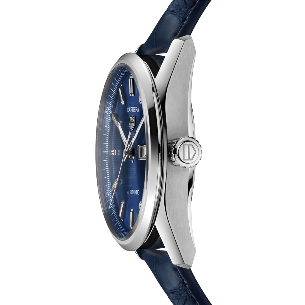 Tag Heuer Carrera Day Date Blue Dial Blue Leather Strap Watch for Men - WBN2012.FC6502 Authentic Buy Shop Now