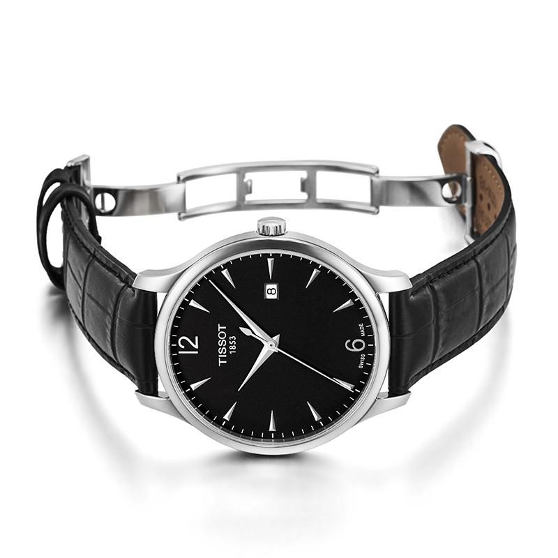 Tissot T Classic Tradition Black Dial Black Leather Strap Watch For Men - T063.610.16.057.00 Authentic Buy Shop Now