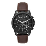 Armani Exchange Outerbanks Chronograph Black Dial Brown Leather Strap Watch For Men - AX1732 Authentic Buy Shop Now
