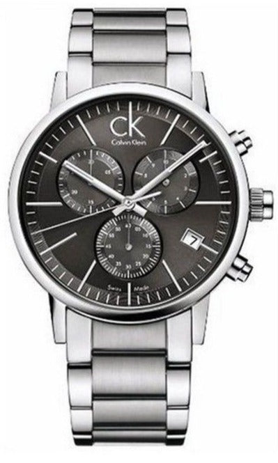 Calvin Klein Post Minimal Chronograph Black Dial Silver Steel Strap Watch for Men - K7627161 Authentic Buy Shop Now