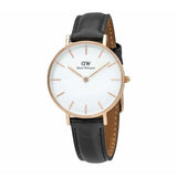 Daniel Wellington Petite Sheffield White Dial Black Leather Strap Watch For Women - DW00100174 Authentic Buy Shop Now