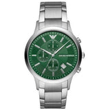 Emporio Armani Renato Chronograph Green Dial Silver Steel Strap Watch For Men - AR11507 Authentic Buy Shop Now