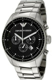 Emporio Armani Sportivo Chronograph Black Dial Silver Stainless Steel Watch For Men - AR0585 Authentic Buy Shop Now