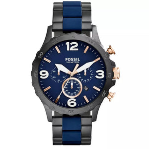 Fossil Nate Chronograph Blue Dial Two Tone Steel Strap Watch for Men - JR1494 Authentic Buy Shop Now