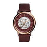 Fossil Vintage Muse Automatic Skeleton Maroon Dial Maroon Leather Strap Watch for Women - ME3137 Authentic Buy Shop Now