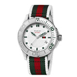 Gucci G Timeless White Dial Two Tone Nylon Strap Watch For Men - YA126231 Authentic Buy Shop Now