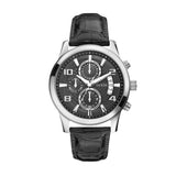 Guess Exec Chronograph Quartz Black Dial Black Leather Strap Watch for Men - W0076G1 Authentic Buy Shop Now