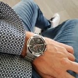 Guess Circuit Chronograph Black Dial Silver Steel Strap Watch For Men - W0968G1 Authentic Buy Shop Now