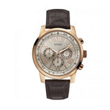 Guess Horizon Quartz Champagne Dial Brown Leather Strap Watch For Women - W0380G4 Authentic Buy Shop Now