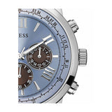 Guess Horizon Chronograph Analog Blue Dial Brown Leather Strap Watch For Men - W0380G6 Authentic Buy Shop Now