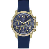 Guess Sunrise Blue Dial with Diamonds Blue Rubber Strap Watch For Women - W0616L2 Authentic Buy Shop Now
