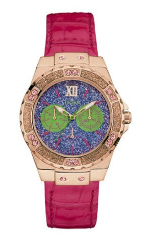 Guess Limelight Quartz Multicolor Dial Red Leather Strap Watch For Women - W0775L4 Authentic Buy Shop Now