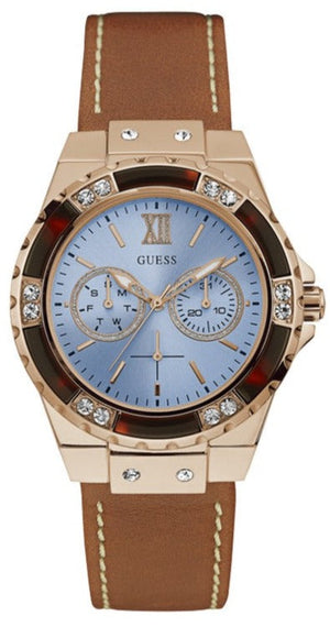 Guess Limelight Quartz White Dial Brown Leather Strap Watch For Women - W0775L7 Authentic Buy Shop Now