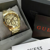 Guess Crystal Multifunction Gold Dial Gold Steel Strap Watch for Women - W0778L2 Authentic Buy Shop Now