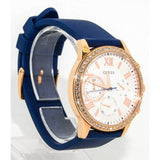 Guess Solar White Rose Gold Dial Blue Rubber Strap Watch For Women - W1135L3 Authentic Buy Shop Now