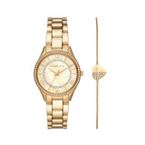Michael Kors Lauryn Quartz Mother of Pearl Gold Dial Gold Steel Strap Watch For Women - MK4490 Authentic Buy Shop Now