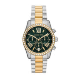 Michael Kors Lexington Chronograph Green Dial Two Tone Steel Strap Watch For Women - MK7303 Authentic Buy Shop Now