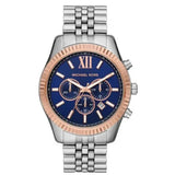 Michael Kors Lexington Chronograph Blue Dial Silver Steel Strap Watch For Men - MK8689 Authentic Buy Shop Now