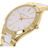 Michael Kors Slim Runway Quartz White Dial Two Tone Steel Strap Watch For Women - MK4295 Authentic Buy Shop Now