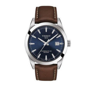 Tissot Gentleman Powermatic 80 Silicium Blue Dial Brown Leather Strap Watch For Men - T127.407.16.041.00 Authentic Buy Shop Now