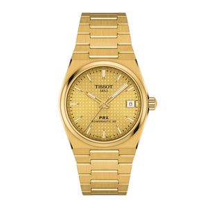 Tissot PRX Powermatic 80 Gold Dial Gold Steel Strap Watch for Men - T137.207.33.021.00 Authentic Buy Shop Now