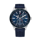 Tommy Hilfiger Austin Quartz Blue Dial Blue Rubber Strap Watch for Men - 1791635 Authentic Buy Shop Now