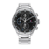 Tommy Hilfiger Trent Quartz Black Dial Silver Steel Strap Watch For Men - 1791805 Authentic Buy Shop Now